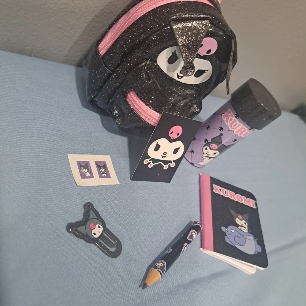 Sanrio Kuromi Real Littles Mini Backpack Stationery‎ Set Black Pink Goth Kawaii